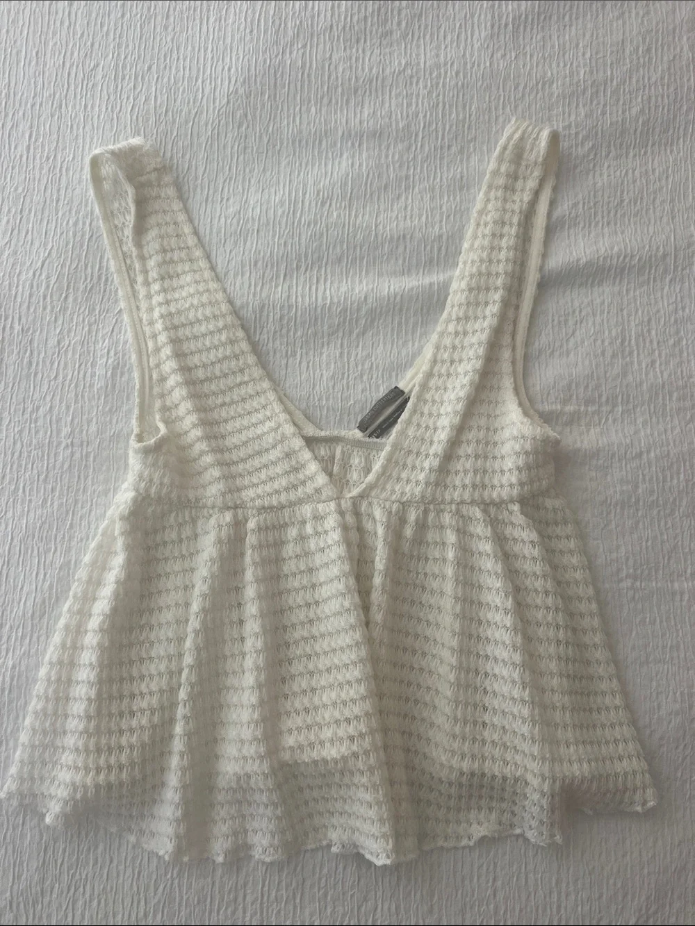 Urban Outfitters Women's Cream Knit Peplum Tank Top